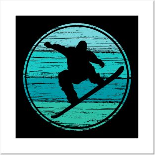 Retro Look Snowboarder, Snowboarding Motive Posters and Art